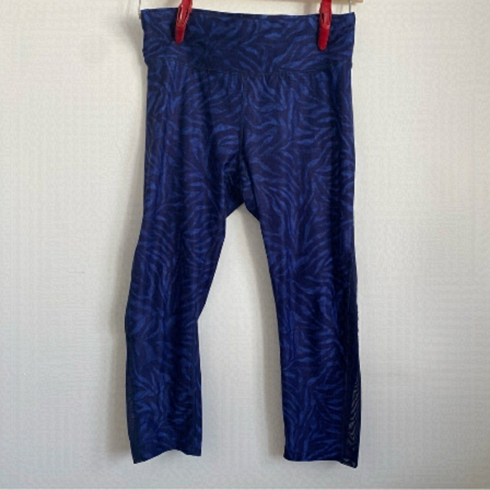 JUICY Couture Sport Essential Crop Blue Zebra Leggings Women • M Medium